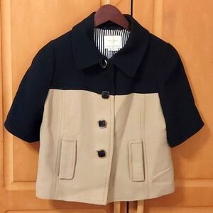 Kate Spade Black and Khaki Color Block Coat